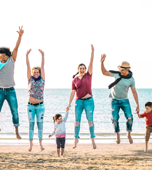 Family having fun at a beach in Phuket