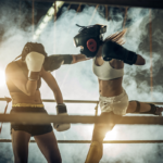 Fighters practicing Muay Thai techniques during a training session in Phuket.